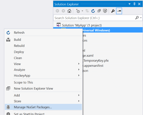 Manage NuGet Packages Image NuGet Packages